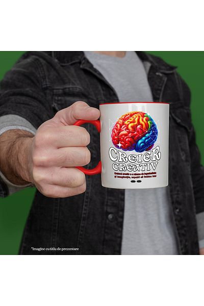 StoryGift Romania Mug Brain Creative intelligence genius mind miracle, 330ml, Ceramic with Red Handle, With ,STG