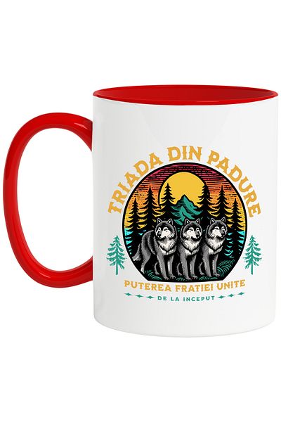 StoryGift Romania Mug Pack of wolves in the woods Puterea-brotherhood family, 330ml, Ceramic with R Handle, Cu,STG