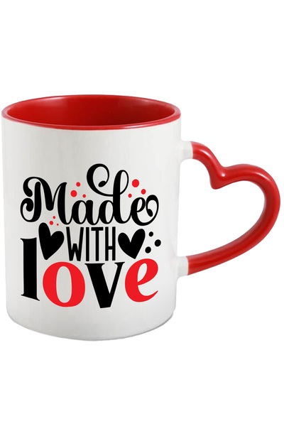 StoryGift Romania Cana cu inimioare si textul "Made with love" - facuta cu iu...