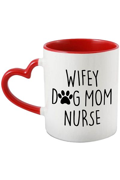 StoryGift Romania Mug with the text in English "Wifey, dog mom, nurse" - wife, nurse, loving mother, With, STG