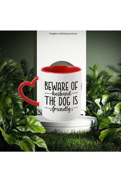 StoryGift Romania Heart mug for dog lovers - friendly dog, attention to husband with, With, STG.