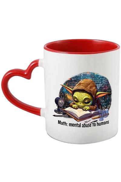 StoryGift Romania Mug with a green alien studying | illustration | math | sleepy, With ,STG.