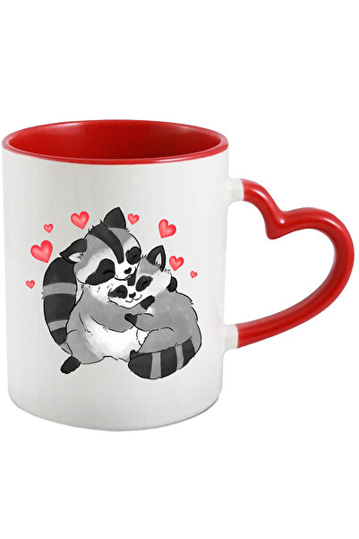 StoryGift Romania Cana cu 2 sconcsi care se imbratiseaza, inimioare rosii, im...