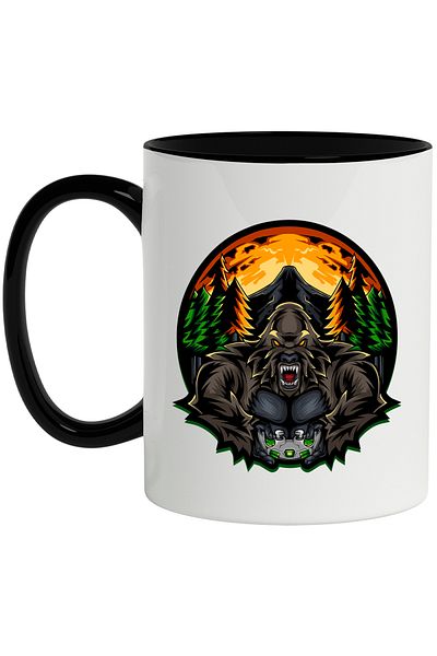 StoryGift Romania Monster Mug, Controller, Mountain, Volcano, Forest, Fire, Multicolor 330 ml, Wax, With ,STG