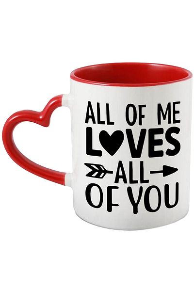 StoryGift Romania Mug for lovers with the message in English "All of me loves all of you" - in, Cu,STG.