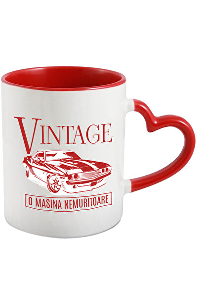 StoryGift Romania Cana vintige masina clasica nemuritoare viteza, 330ml, Cera...