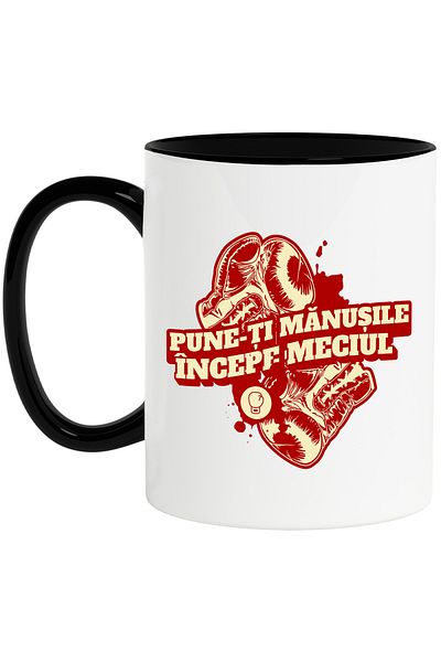 StoryGift Romania Mug Boxing Gloves Contact Game Put On Your Gloves, 330ml, Ceramic with Black Handle, With ,STG