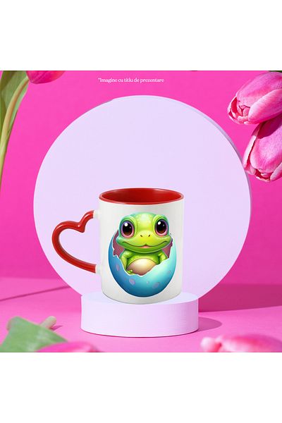 StoryGift Romania Mug with a frog coming out of a broken egg | illustration | came into the world | , With ,STG .