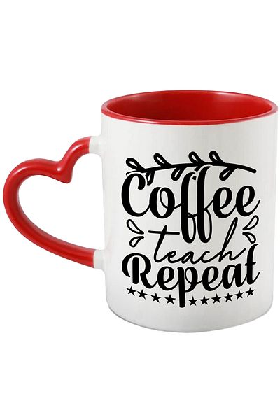 StoryGift Romania Mug with stars and the text "Coffee, teach, repeat" - coffee, teach, repeat with Mane, Cu, STG