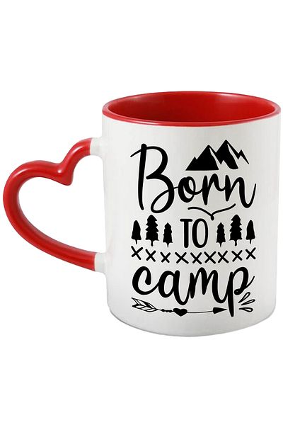 StoryGift Romania Mug with mountains and fir trees with the message in English "Born to camp" - born to camp, With ,STG.