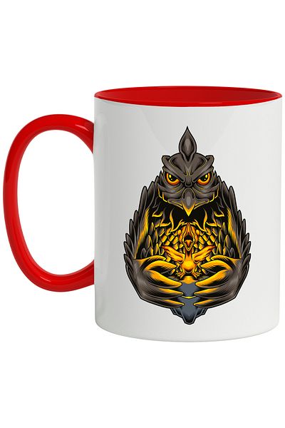 StoryGift Romania Mug With Eagle, Chicken, Bird, Totem, Light, Multicolor 330 ml, Ceramic with Handle, With ,STG