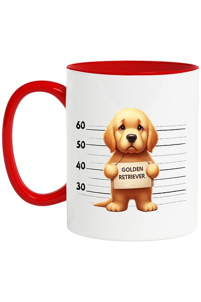 StoryGift Romania Mug with Golden Retriever, dog, pet, illustration, small, scared, s, With ,STG