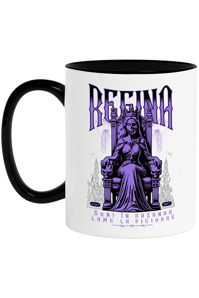 StoryGift Romania Mug queen on the throne money in pocket world at your feet, 330ml, Ceramic with Handle, With,STG