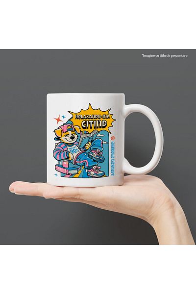 StoryGift Romania Mug with Dog Street Style Colorful Cheerful With Book Funny Hobby Text In Romani Language, With