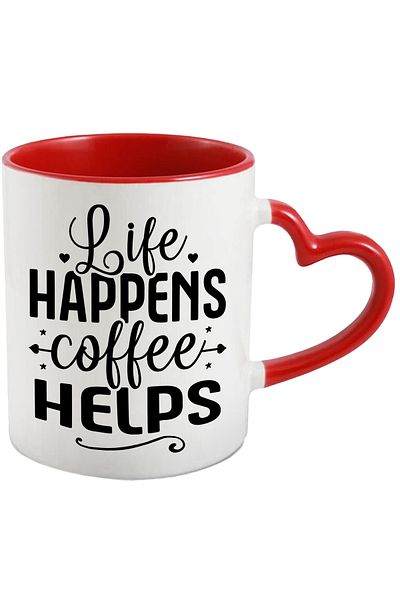 StoryGift Romania Mug for coffee lovers with the text "Life happens, coffee helps" - ca, Cu,STG