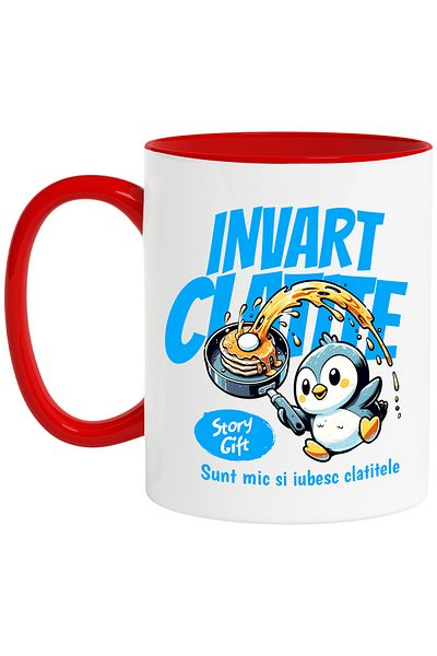StoryGift Romania Penguin making pancakes mug, I'm small and I love pancakes, 330ml, Ceramic with Handle, With ,STG