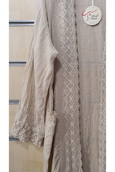 Park Moda Μακρύ λινό μπουφάν ιταλικό καπάκι