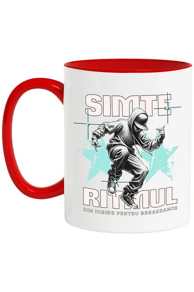 StoryGift Romania Breakdancer Mug from love feels the rhythm, 330ml, Ceramic with Red Handle, With Ma,STG