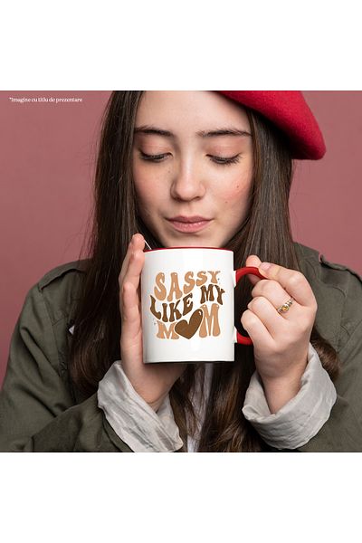 StoryGift Romania Mug with a daughter proud like her mother with the message "Sassy like my mom" - heart with , With ,STG