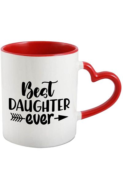 StoryGift Romania Mug for the coolest daughter ever - love, care with Red Heart Handle, with M,STG.