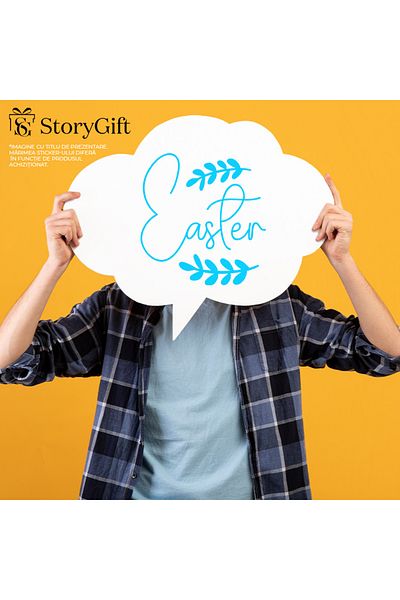 StoryGift Romania Sticker Autocolant 70CM Exterior cu 2 ramurele si cuvantul "Easter" - Paste sarbatoare , Vinyl
