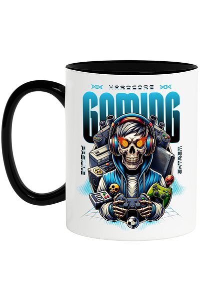 StoryGift Romania Hardcore Gaming Skeleton Mug. Passion. Extreme, 330ml, Ceramic with Black Handle, With Ma,STG