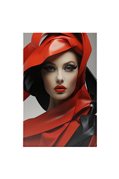 StoryGift Romania Tablou Canvas: Femeie In Vestimentatie Rosie Si Neagra - Oc...