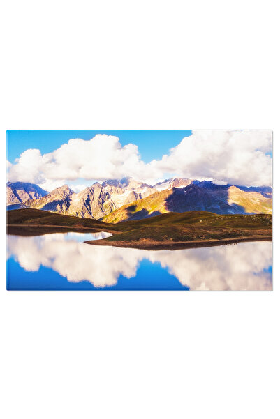 StoryGift Romania Tablou Canvas Vedere Pictoresca A Muntilor Si Reflexia Lacului, Svaneti, Georgia, Toamna, Natur