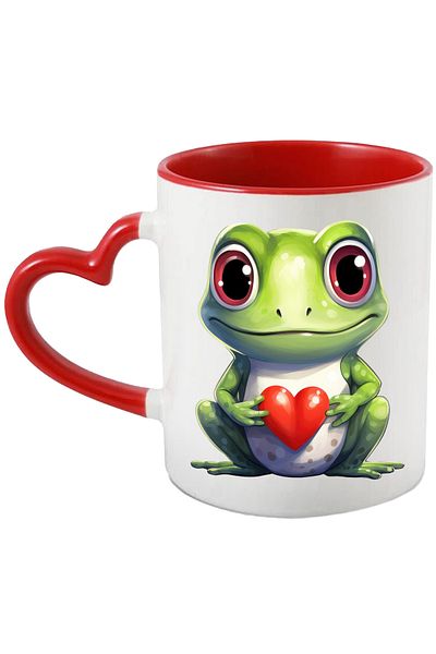 StoryGift Romania Mug with a frog holding a heart in its arms | gift | Valentine's Day | il, Cu ,STG