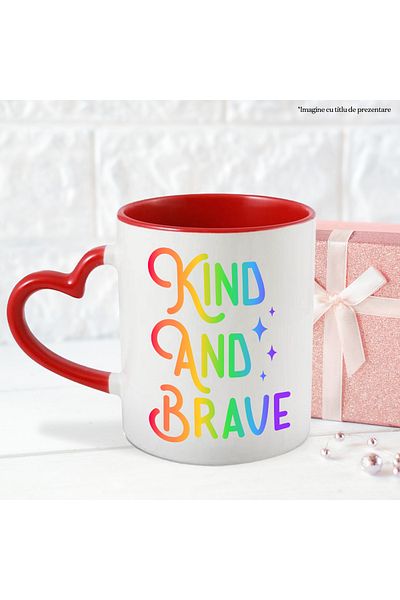 StoryGift Romania Cana cu stelute si 2 calitati scrise in limba engleza "Kind and brave" - bun si , Cu ,STG