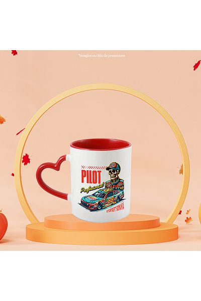 StoryGift Romania Professional racing car pilot mug, skeleton, 330ml, Ceramic with Heart Handle, With, STG