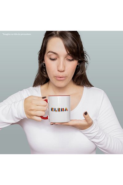 StoryGift Romania Cup With Name Elena, Romania, Supporter, Romanian Flag, Patriot, 330ml, Ceram, With