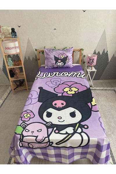 dekomingo Plaid Flower Purple Kuromi Baby and Children's Room Pike Set