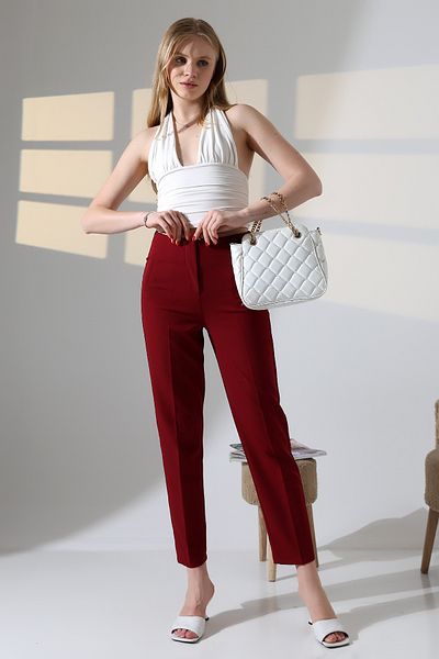 ZEYCEN Women's High Waist Lycra Double Fabric Fileto Pocket Pants