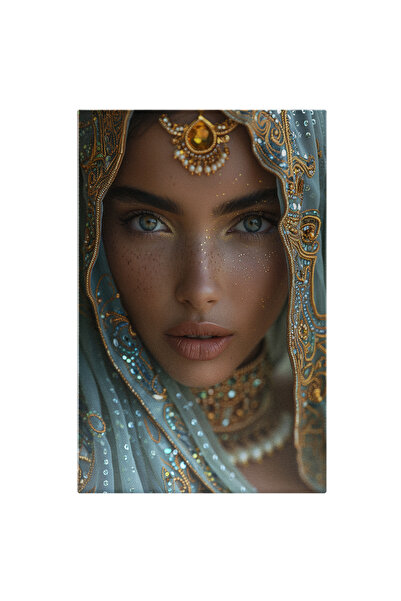 StoryGift Romania Tablou Canvas Prințesa Din Corint Cu Voal Bleu Cusut Cu Pai...