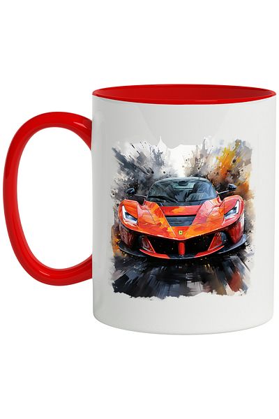 StoryGift Romania Sports Car Mug, Luxury, Illustration, Watercolor, Abstract, Multicolor 330 ml, , With ,STG