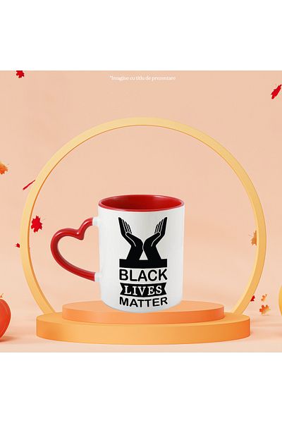 StoryGift Romania Mug with message that says Black Lives Matter with Heart Handle, With ,STG