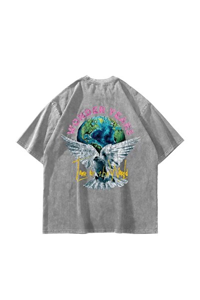 Bak Moda Wonder Years Štampano Oversize kroj Unisex periva bela majica