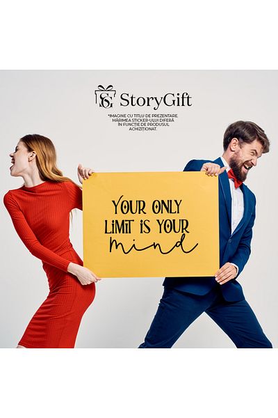 StoryGift Romania Sticker Adeziv 90CM Exterior cu textul "Singura ta limita este mintea ta" , Vinyl Negru, 90 cm