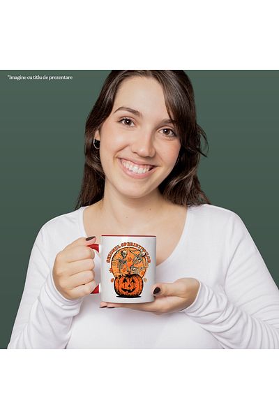 StoryGift Romania H4ALLowen Skeleton and Pumpkin Scarecrow Season Mug, 330ml, Ceramic with Handles, With ,STG