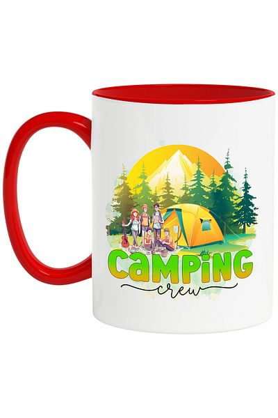 StoryGift Romania Mug with the message "Camping crew", travel, illustration, nature, team, tent, pad, With ,STG