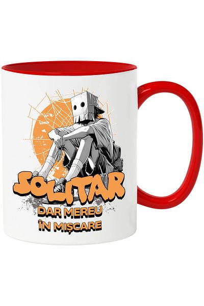 StoryGift Romania Mug Man with a box on his head Solitary, but always on the move, 330ml, Ceramic with R Handle, With, STG