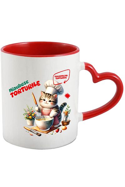 StoryGift Romania Chef cat mug, culinary delights for food lovers, 330ml, Ceramic, With, STG
