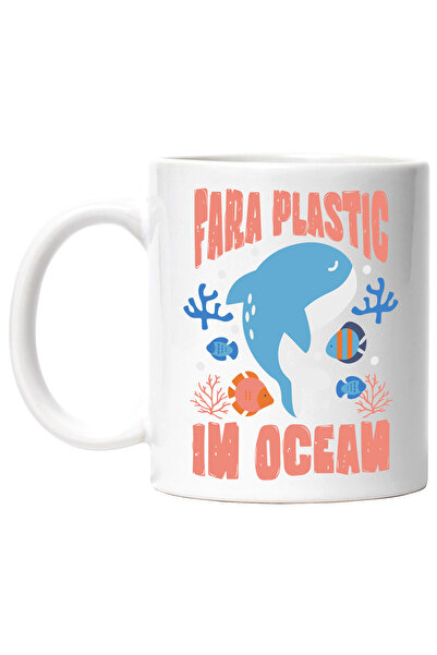 StoryGift Romania Cana fara plastic in ocean balena albastra poluare, 330ml, ...