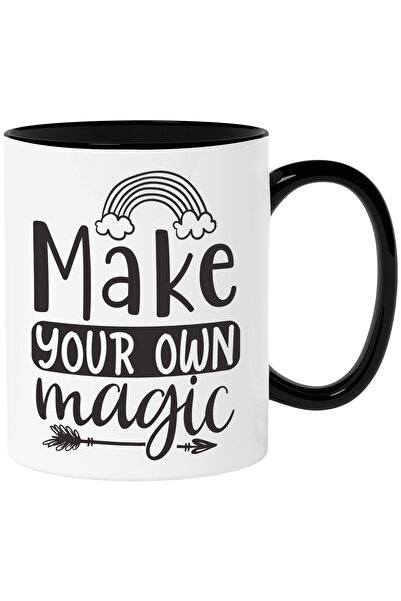 StoryGift Romania Cana Cu Mesajul "make Your Own Magic" - Fa-ti Propria Ta Magie Cu Maner Negru, Cu Man,stg