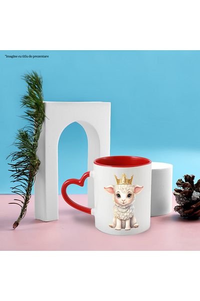 StoryGift Romania Mug with a lamb wearing a royal crown | illustration | importance | nobility, With ,STG.