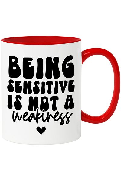 StoryGift Romania Mug with the message "Being sensitive is not a weakness" - heart with Red Handle, Cu Man, STG
