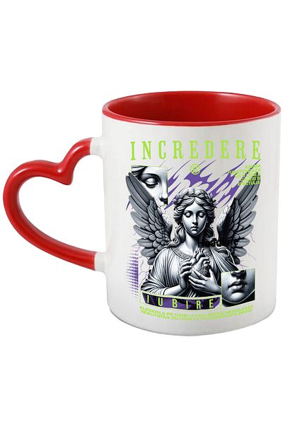 StoryGift Romania Angel Mug with Heart - Trust, Love, Karma, Courage, 330ml, Ceramic with Handle, With,STG