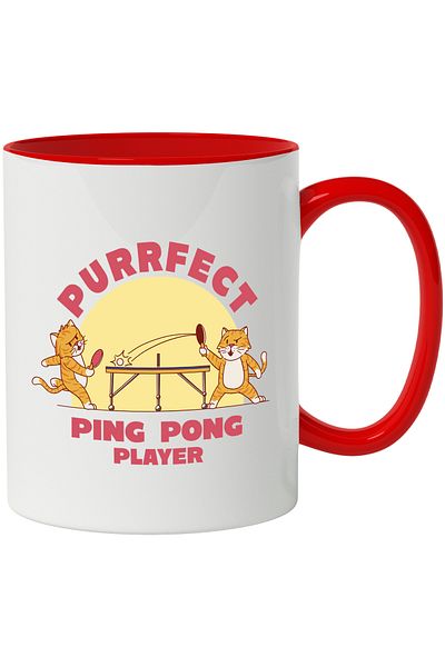 StoryGift Romania Mug With Message Purrfect Ping Pong Player, Cats, Ball, Game, Paddle, Multicolor, With,STG