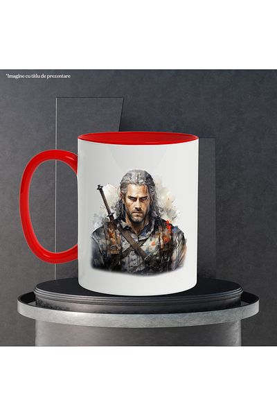 StoryGift Romania Mug With The Witcher, Fantasy, Geralt Of Rivia, Character, Cards, Multicolor 330 , With ,STG